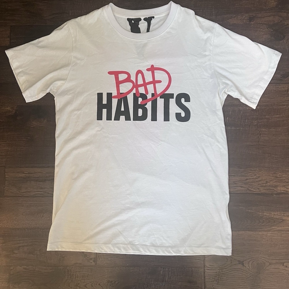 Vlone x Nav Rapper Bad Habits Drip T-Shirt White‎ XL USA Streetwear Urban